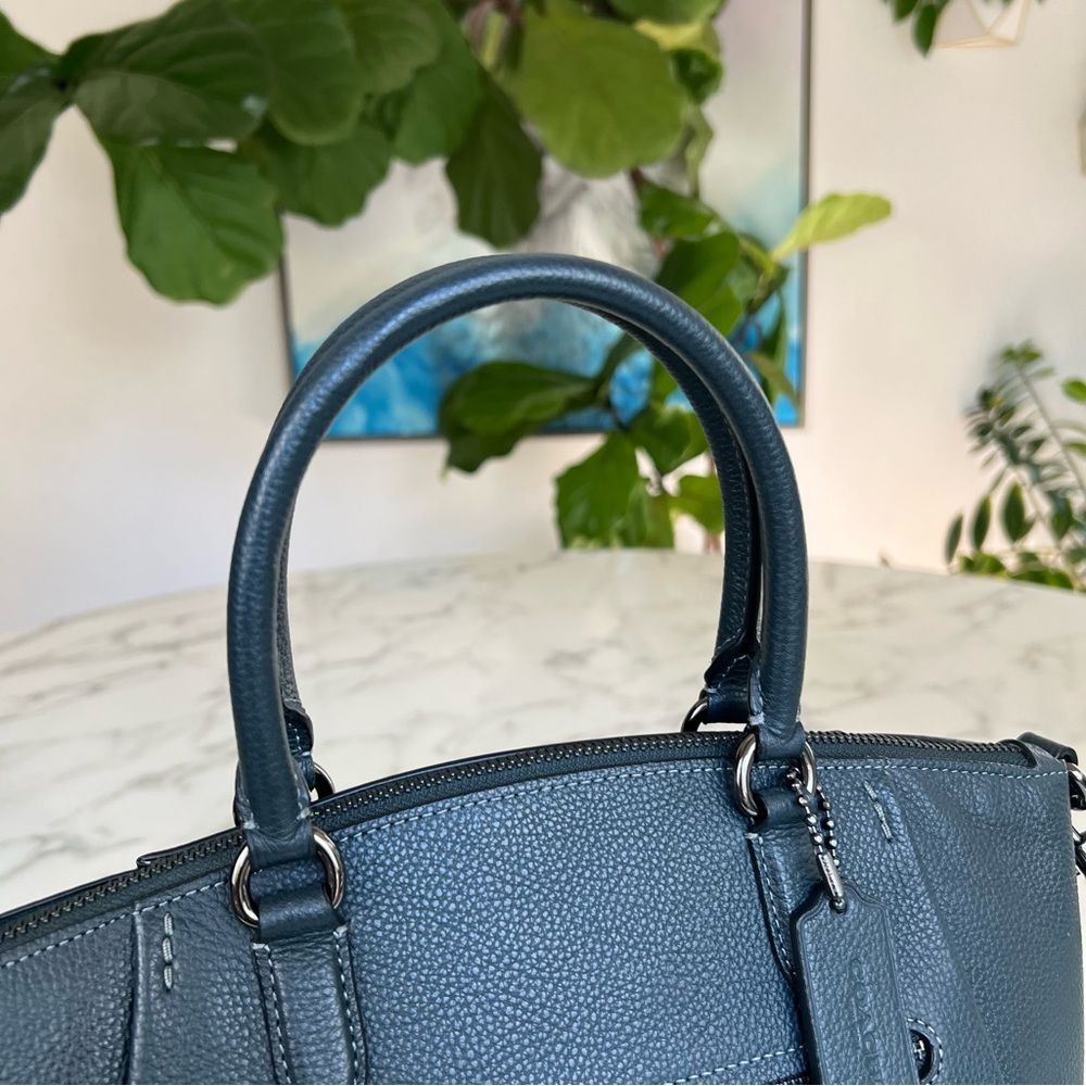 NWOT COACH Elise Satchel Crossbody Bag Pine Green Teal Pebble Leather 79316 - Picture 7 of 15